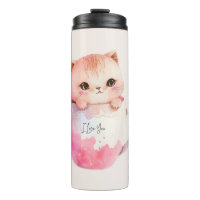 Niedliche weißrosa Katze im Tea Cup (2)