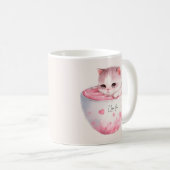 Niedliche weißrosa Katze im Tea Cup (3) Kaffeetasse (VorderseiteRechts)