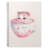 Niedliche weißrosa Katze im Tea Cup (3) Notizblock (Vorderseite)