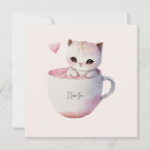 Niedliche weißrosa Katze im Tea Cup (4) (Vorderseite)