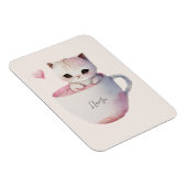 Niedliche weißrosa Katze im Tea Cup (4) Magnet (Rechte Seite)