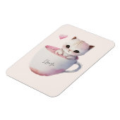 Niedliche weißrosa Katze im Tea Cup (4) Magnet (Linke Seite)