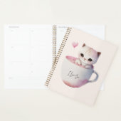 Niedliche weißrosa Katze im Tea Cup (4) Planer (Anzeige)