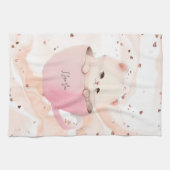 Niedliche weißrosa Katze im Teecup Geschirrtuch (Horizontal)