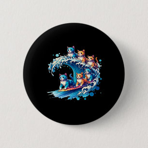 Niedliche Welle blauer Katzen für Kamala Funny 2 Button
