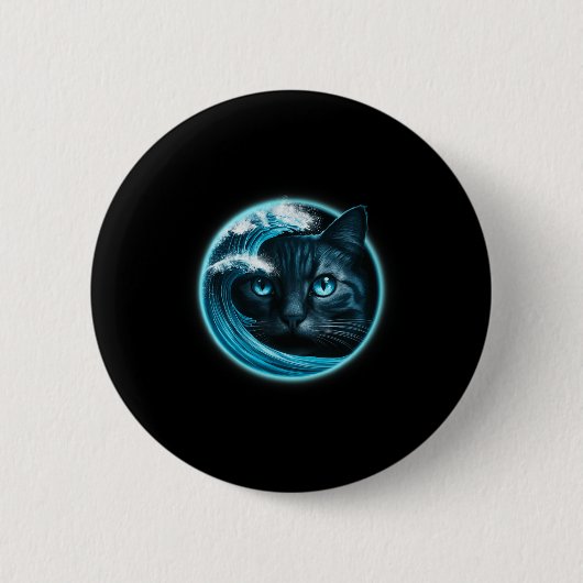 Niedliche Welle blauer Katzen für Kamala Funny Button (Vorderseite)
