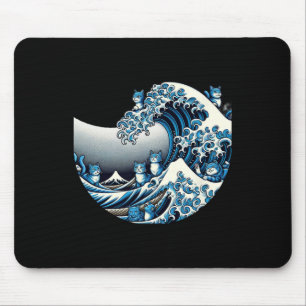 Niedliche Welle blauer Katzen für Kamala Funny Mousepad