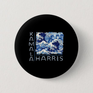 Niedliche Welle blauer Katzen für Kamala Harris Fu Button