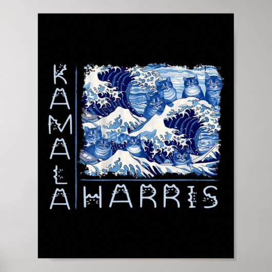 Niedliche Welle blauer Katzen für Kamala Harris Fu Poster (Vorne)