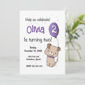 Niedliche Welpe, 2. Geburtstagseinladung, individu Einladung (Stehend Vorderseite)