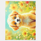 Niedliche Welpe Blume Art Fleecedecke (Vorderseite)
