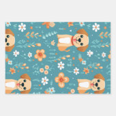 Niedliche Welpe-Blume Set 3 Geschenkpapier Set (Vorderseite 2)