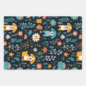 Niedliche Welpe-Blume Set 3 Geschenkpapier Set (Vorderseite)