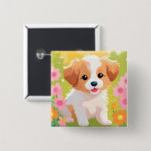 Niedliche Welpe Button (Vorne & Hinten)