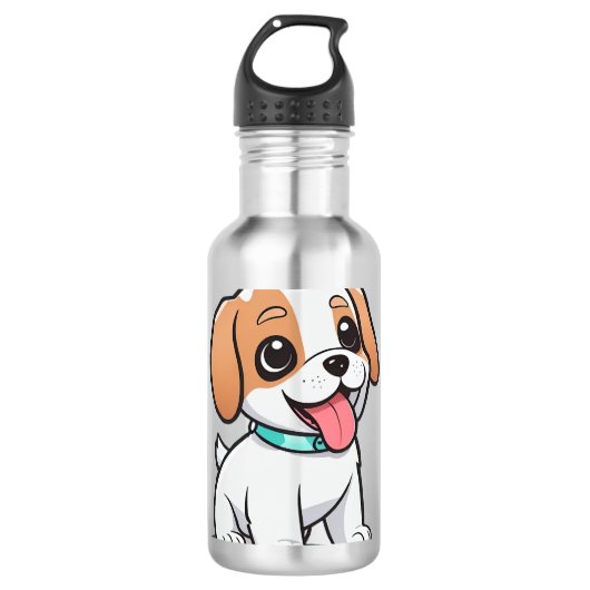 Niedliche Welpe Edelstahlflasche (Vorderseite)