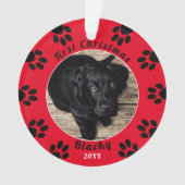 Niedliche Welpe First Christmas Paw Print Dog Foto Ornament (Vorderseite)