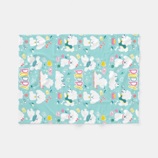 Niedliche Welpe Fleecedecke (Vorderseite (Horizontal))