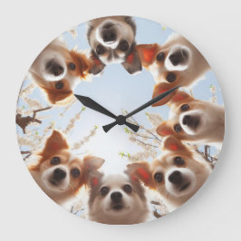 Niedliche Welpe-Funny-Dock-Uhr Große Wanduhr