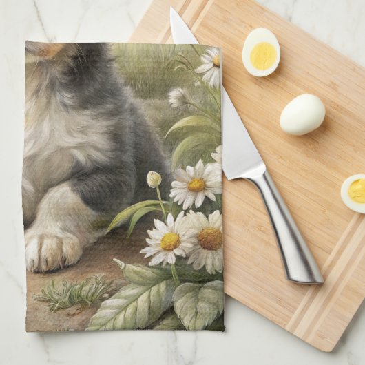 Niedliche Welpe Geschirrtuch (Viertel Falte)