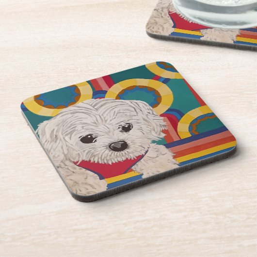 Niedliche Welpe Getränkeuntersetzer (Linke Seite)