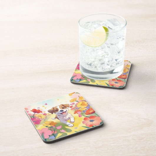 Niedliche Welpe Getränkeuntersetzer (Rechte Seite)