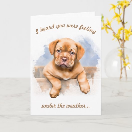 Niedliche Welpe Hoffnung Sie fühlen sich besser we Karte (Gelbe Blume)