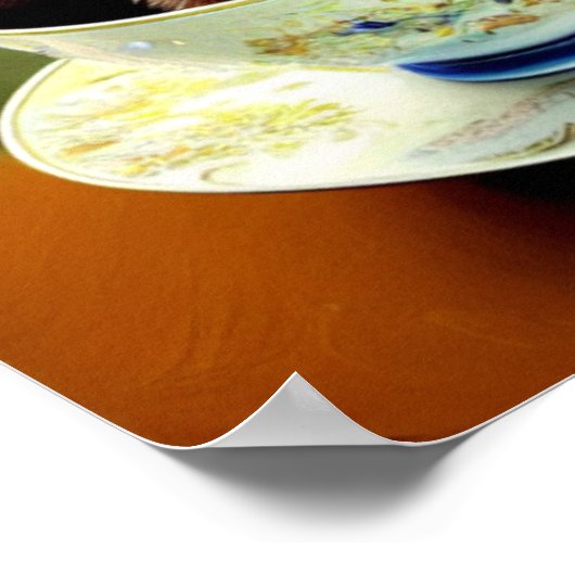 Niedliche Welpe in einem Teacup-Poster Poster (Ecke)