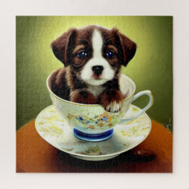 Niedliche Welpe in einem Teacup Puzzle