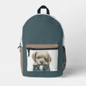 Niedliche Welpe in Jeans Art Monogram Bedruckter Rucksack (Vorderseite)