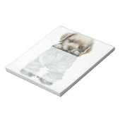 Niedliche Welpe in Jeans Art Monogram Notizblock (Rotiert)