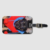 Niedliche Welpe in Red Wool Sweater Gepäckanhänger (Vorderseite (Horizontal))