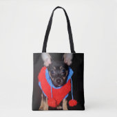 Niedliche Welpe in Red Wool Sweater Tasche (Vorderseite)