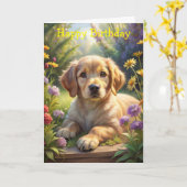 Niedliche Welpe Karte (Gelbe Blume)