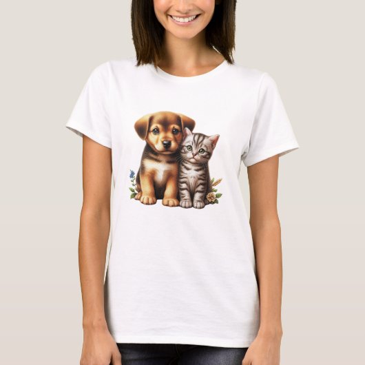 Niedliche Welpe/Kätzchen T-Shirt (Vorderseite)