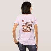 Niedliche Welpe & Kitten Hug - Adorable Kawaii Des T-Shirt (Schwarz voll)