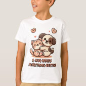 Niedliche Welpe & Kitten Hug - Adorable Kawaii Des T-Shirt (Vorderseite)