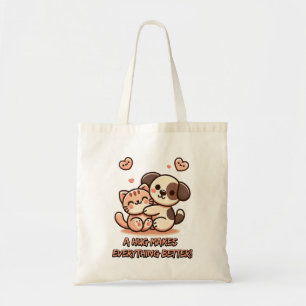 Niedliche Welpe & Kitten Hug - Adorable Kawaii Des Tragetasche
