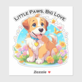 Niedliche Welpe Kleine Paws Big Liebe Aufkleber