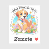 Niedliche Welpe Kleine Paws Big Liebe Aufkleber (Blatt)