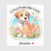 Niedliche Welpe Kleine Paws Big Liebe Aufkleber (Blatt)