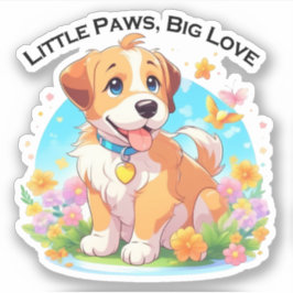 Niedliche Welpe Kleine Paws Big Liebe Aufkleber