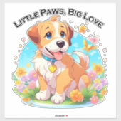 Niedliche Welpe Kleine Paws Big Liebe Aufkleber (Blatt)