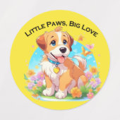 Niedliche Welpe Kleine Paws Big Liebe Etiketten (Design 1)
