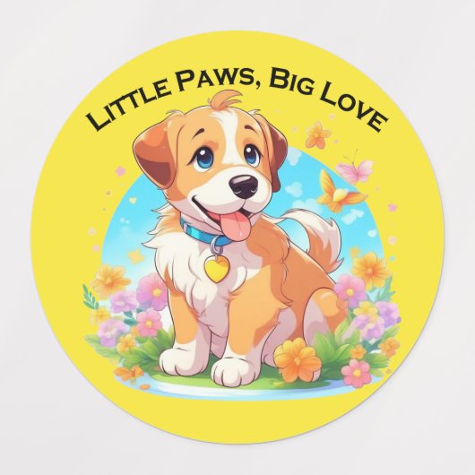 Niedliche Welpe Kleine Paws Big Liebe Etiketten (Design 2)