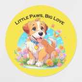 Niedliche Welpe Kleine Paws Big Liebe Etiketten (Design 1)