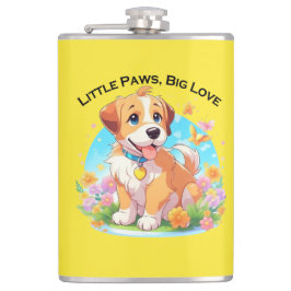 Niedliche Welpe Kleine Paws Big Liebe Flachmann