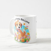 Niedliche Welpe Kleine Paws Big Liebe Kaffeetasse (Vorderseite Links)