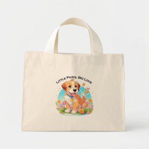 Niedliche Welpe Kleine Paws Big Liebe Mini Stoffbeutel
