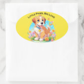 Niedliche Welpe Kleine Paws Big Liebe Ovaler Aufkleber (Tasche)