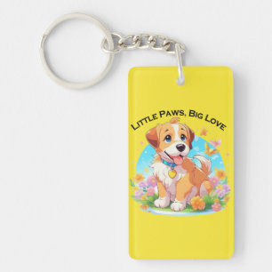 Niedliche Welpe Kleine Paws Big Liebe Schlüsselanhänger
